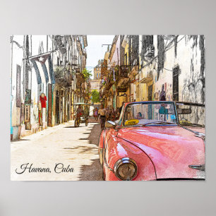 Havana Reis Kunst Straatscène Oude Stijl Poster