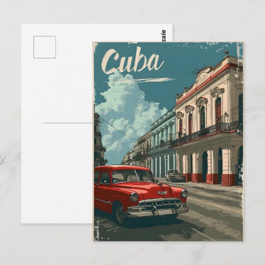 Havana  Streets: Classic Car Briefkaart (Voorkant / Achterkant)