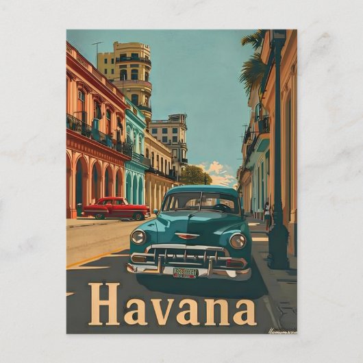 Havana  Streets: Classic Car Briefkaart (Voorkant)