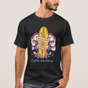 Havana Surf Zonsondergang Vakantie Cuba Palmbomen  T-shirt