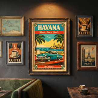 Havana Vintage Reisposter – Retro Cuba Kunst aan d Poster