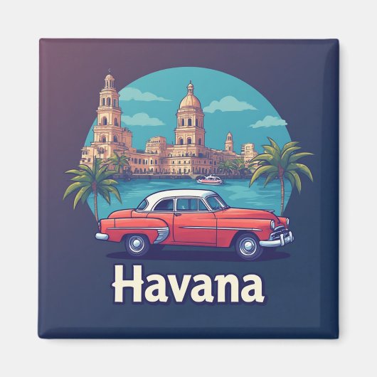 Havana Vintage Retro Reizen Magneet (Voorkant)
