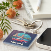 Havana Vintage Retro Reizen Sleutelhanger (Voorkant Rechts)