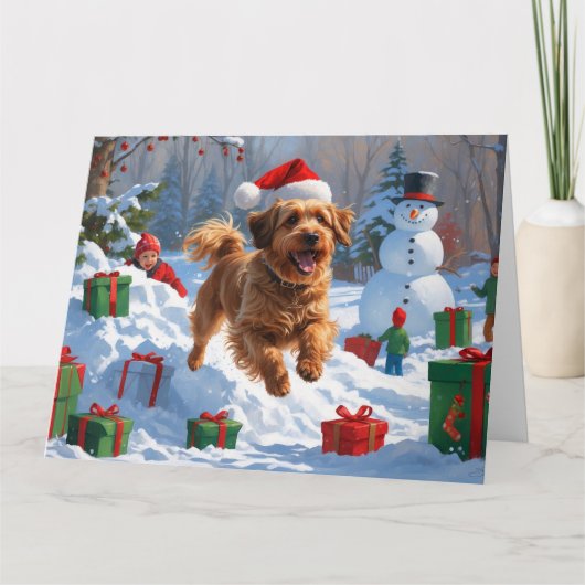 Havanees hardlopen in de sneeuw met kerst Pet Kaart (Voorkant)