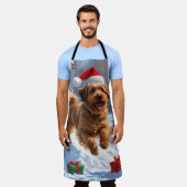 Havanees hardlopen in de sneeuw met kerst Pet Schort (Gedragen)