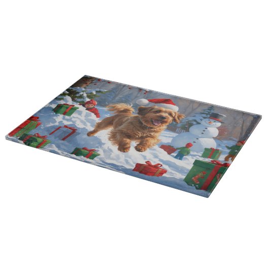 Havanees hardlopen in de sneeuw met kerst Pet Snijplank (Hoek)