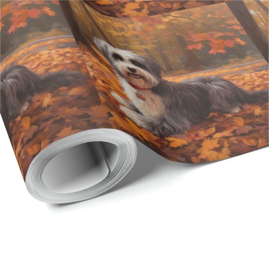 Havanees in Herfstbladeren Herfst Inspire Cadeaupapier (Rol Hoek)