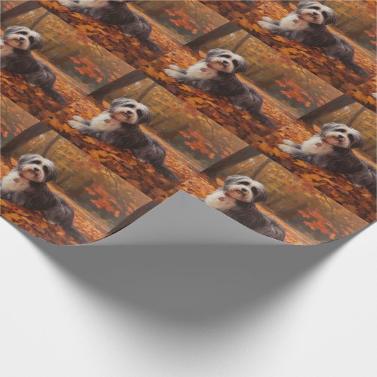 Havanees in Herfstbladeren Herfst Inspire Cadeaupapier (Hoek)