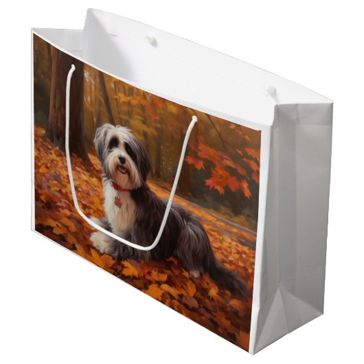 Havanees in Herfstbladeren Herfst Inspire Groot Cadeauzakje (Voorkant Gekanteld)