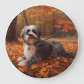 Havanees in Herfstbladeren Herfst Inspire Grote Klok (Voorkant)