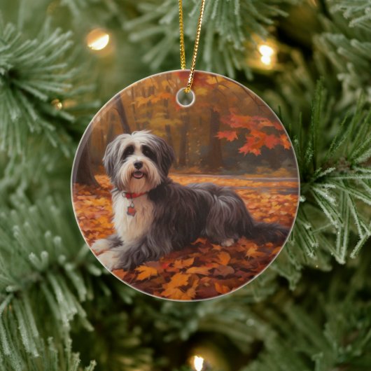 Havanees in Herfstbladeren Herfst Inspire Keramisch Ornament (Boom)