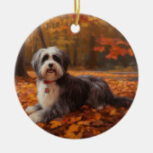 Havanees in Herfstbladeren Herfst Inspire Keramisch Ornament (Voorkant)