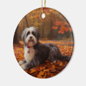Havanees in Herfstbladeren Herfst Inspire Keramisch Ornament (Links)