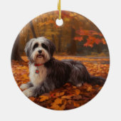 Havanees in Herfstbladeren Herfst Inspire Keramisch Ornament (Achterkant)