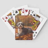 Havanees in Herfstbladeren Herfst Inspire Pokerkaarten (Achterkant)