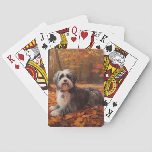 Havanees in Herfstbladeren Herfst Inspire Pokerkaarten (Achterkant)