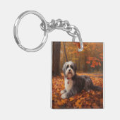 Havanees in Herfstbladeren Herfst Inspire Sleutelhanger (Voorkant Links)