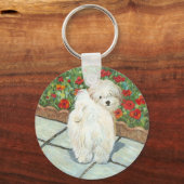 Havanees in papavers printgeschenken en Kaarten Sleutelhanger (Voorkant)