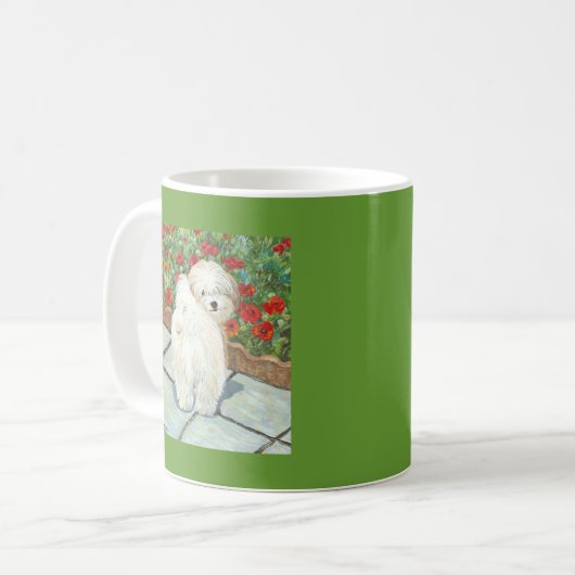 Havanees in papavers printplaten en kaarten koffiemok (Voorkant links)