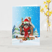 Havanees in sneeuw met kerstcadeaus kaart (Gele Bloem)