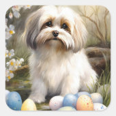 Havanees met paaseieren vierkante sticker (Voorkant)