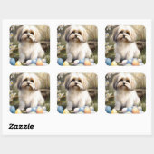 Havanees met paaseieren vierkante sticker (Vel)