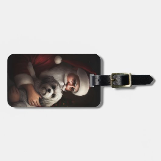 Havanees met Sinterklaas Feestelijke Kerstmis Bagagelabel (Voorkant horizontaal)