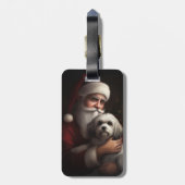 Havanees met Sinterklaas Feestelijke Kerstmis Bagagelabel (Achterkant verticaal)