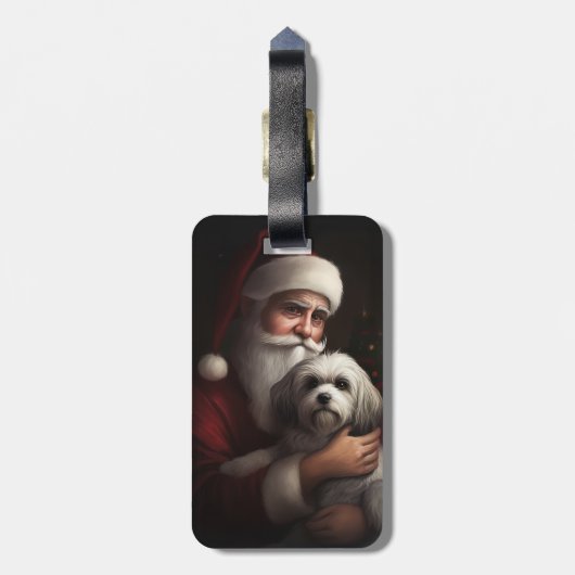 Havanees met Sinterklaas Feestelijke Kerstmis Bagagelabel (Achterkant verticaal)