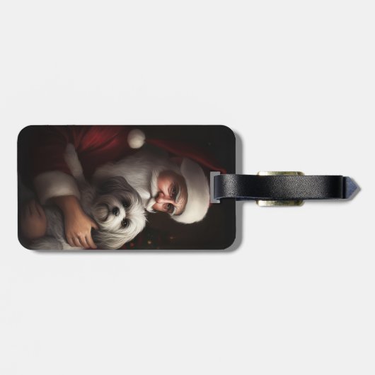 Havanees met Sinterklaas Feestelijke Kerstmis Bagagelabel (Achterkant horizontaal)