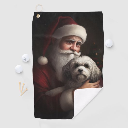 Havanees met Sinterklaas Feestelijke Kerstmis Golfhanddoek (Insitu)
