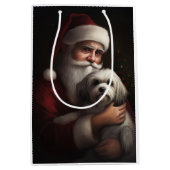 Havanees met Sinterklaas Feestelijke Kerstmis Medium Cadeauzakje (Voorkant)