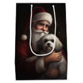 Havanees met Sinterklaas Feestelijke Kerstmis Medium Cadeauzakje (Achterkant)