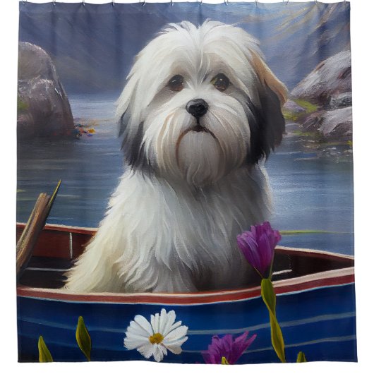 Havanees op een peddel: een Schilderachtig avontuu Douchegordijn (Voorkant)