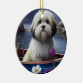 Havanees op een peddel: een Schilderachtig avontuu Keramisch Ornament (Rechts)