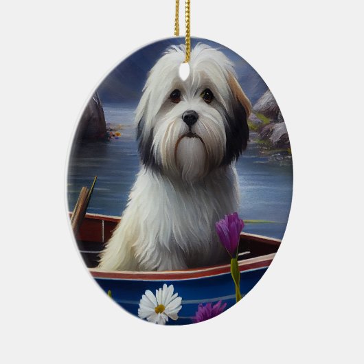 Havanees op een peddel: een Schilderachtig avontuu Keramisch Ornament (Rechts)