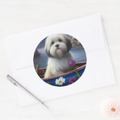 Havanees op een peddel: een Schilderachtig avontuu Ronde Sticker (Envelop)