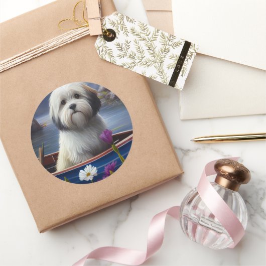 Havanees op een peddel: een Schilderachtig avontuu Ronde Sticker (Geschenken)