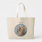 Havanees schilderij Zilver Schattige Originele Pet Grote Tote Bag (Achterkant)