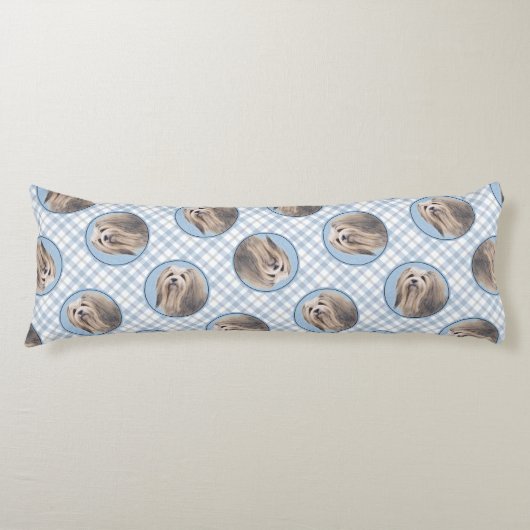 Havanees schilderij Zilver Schattige Originele Pet Lichaamskussen (Voorkant)