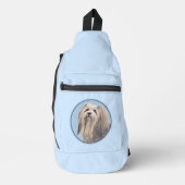 Havanees schilderij Zilver Schattige Originele Pet Sling Bag (Voorkant)