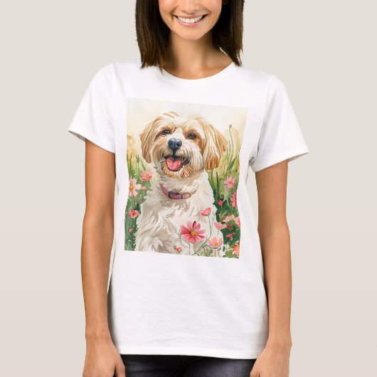 Havanees T-shirt voor vrouwen – Waterverf Dog T-sh (Voorkant)