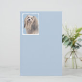 Havanees (zilver) schilderen - Kute Original Dog A Briefpapier (Staand voorkant)