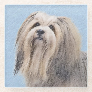 Havanees (zilver) schilderen - Kute Original Dog A Glazen Onderzetter