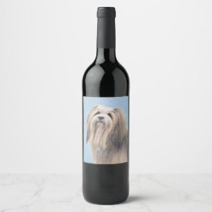 Havanees (zilver) schilderen - Kute Original Dog A Wijn Etiket