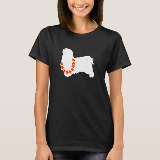 Havanese Aloha Hawaiian Lei Dog T-shirt (Voorkant)