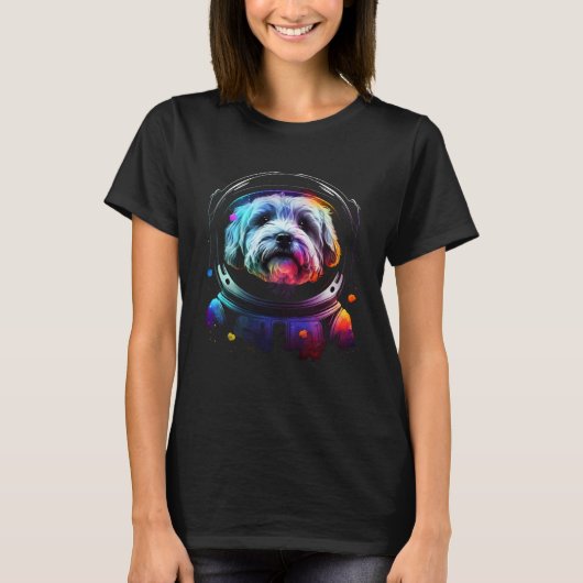 Havanese Astronaut Dog in Outer Space Cosmic Grap T-shirt (Voorkant)