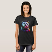 Havanese Astronaut Dog in Outer Space Cosmic Grap T-shirt (Voorkant volledig)