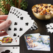 Havanese Besneeuwde Dorpswandeling Kerstmuts Kerst Pokerkaarten (Insitu)