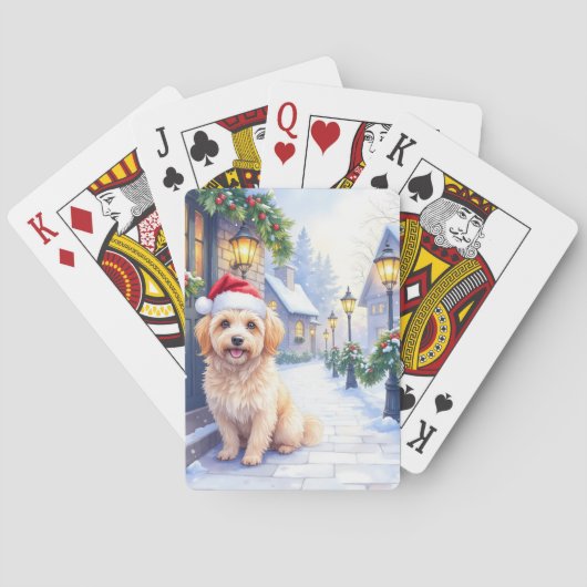 Havanese Besneeuwde Dorpswandeling Kerstmuts Kerst Pokerkaarten (Achterkant)
